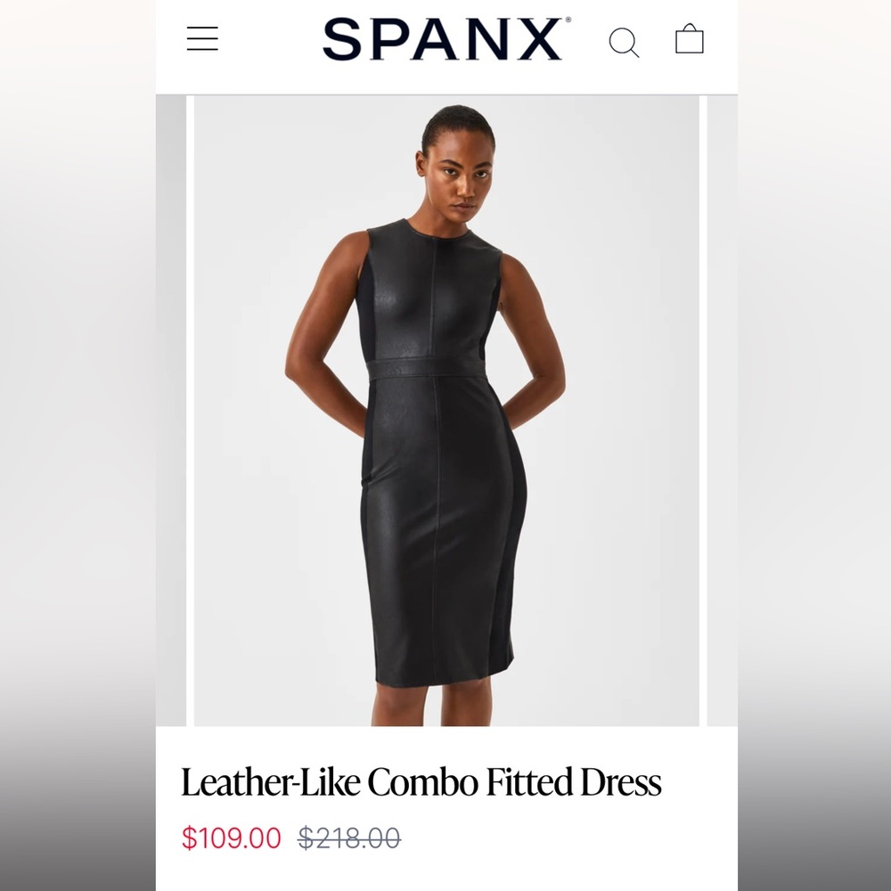 Spanx Leather like combo dress. NWT. Size small.